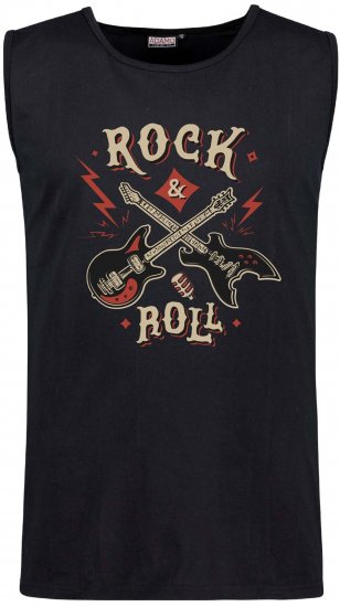 Adamo Motiv Rock and Roll Tank Top Black - Ermløse T-skjorter/trøyer i store størrelser - Ermløse T-skjorter/trøyer i store størrelser