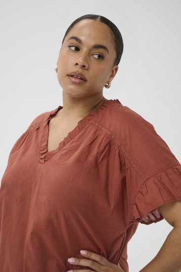 Kaffe Curve Valeria Top Henna Brown - T-skjorter & topper - 