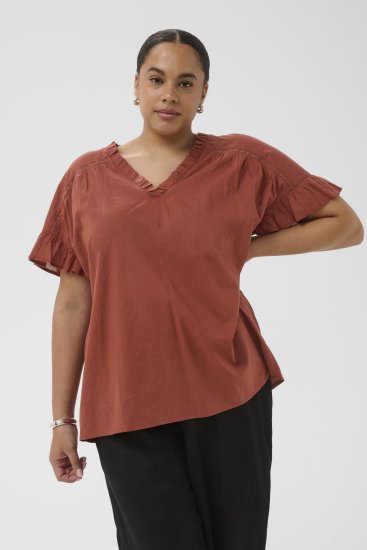 Kaffe Curve Valeria Top Henna Brown - T-skjorter & topper - 
