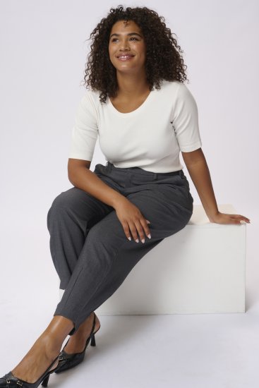 Kaffe Curve Merla Bukser Mørk Grå Melert - Jeans & Bukser i Store Størrelser – Plus Size - 