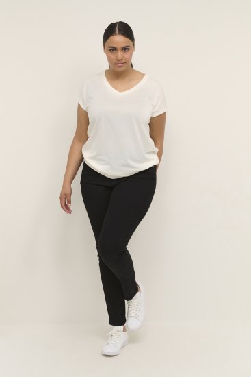 Kaffe Curve Lina V-Neck T-Shirt White - T-skjorter - 
