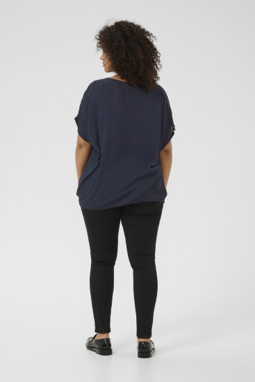 Kaffe Curve Ami Stanley Kortermet Bluse Mørk Marineblå - T-skjorter - 