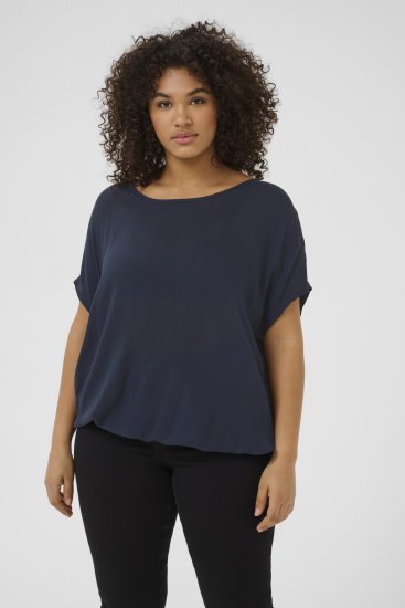 Kaffe Curve Ami Stanley Kortermet Bluse Mørk Marineblå - T-skjorter - 