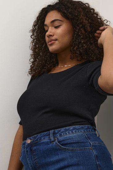 Kaffe Curve Carina T-skjorte Svart - T-skjorter - 