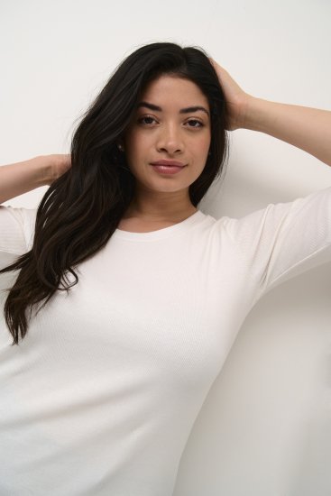 Kaffe Curve Carina T-skjorte Chalk - T-skjorter - 