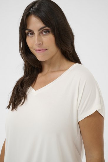 Kaffe Curve Jena V-hals T-skjorte Chalk - T-skjorter - 
