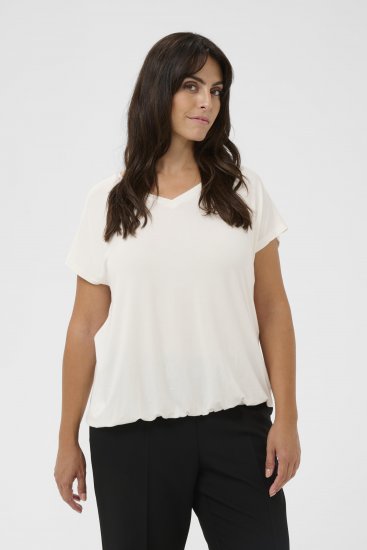 Kaffe Curve Jena V-hals T-skjorte Chalk - T-skjorter - 
