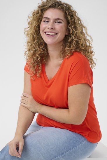 Kaffe Curve Jena V-Neck T-Shirt Grenadine Red - T-skjorter - 