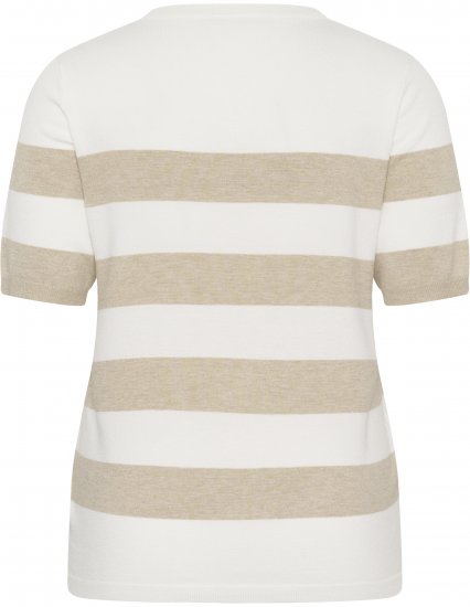 Kaffe Curve Lizzy Striped Pullover Chalk/Feather Grey Bold Stripe - T-skjorter - 