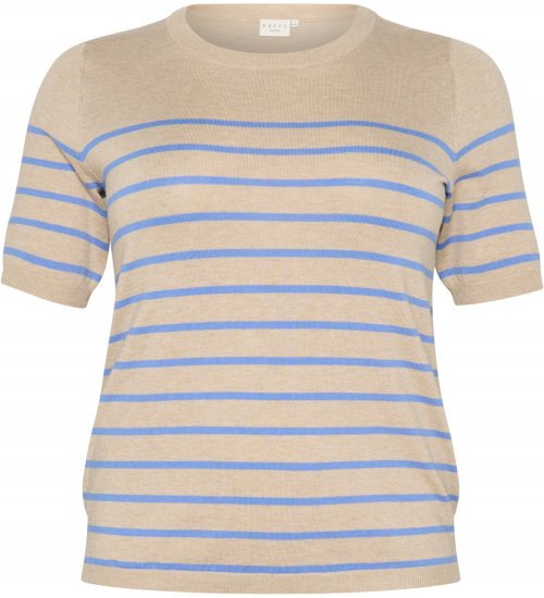 Kaffe Curve Lizzy Stripet genser Beige/Blå - Trykket T-skjorter for dame - 