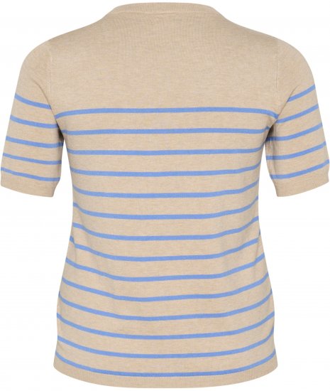 Kaffe Curve Lizzy Stripet genser Beige/Blå - Trykket T-skjorter for dame - 