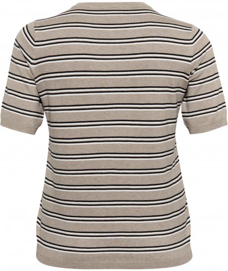 Kaffe Curve Lizzy Stripet genser Beige/Svart - Trykket T-skjorter for dame - 