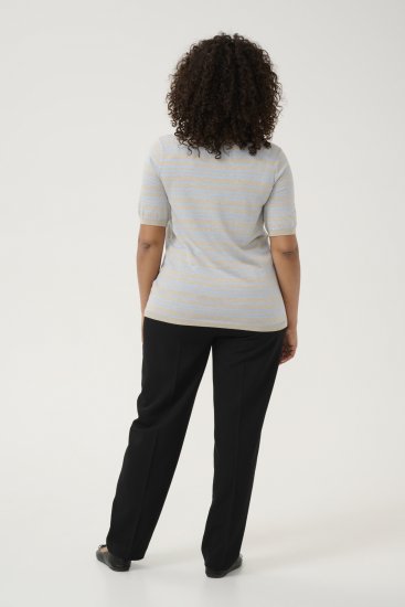 Kaffe Curve Lizzy Stripet genser Beige/Myk blå - Trykket T-skjorter for dame - 