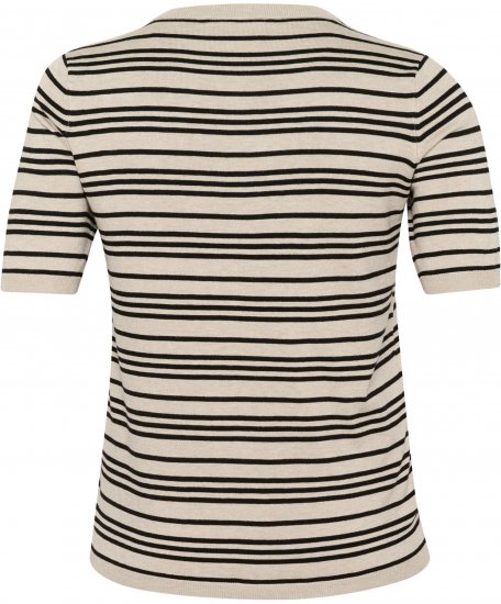 Kaffe Curve Lizzy Stripet genser Beige/Svart stripete - Trykket T-skjorter for dame - 