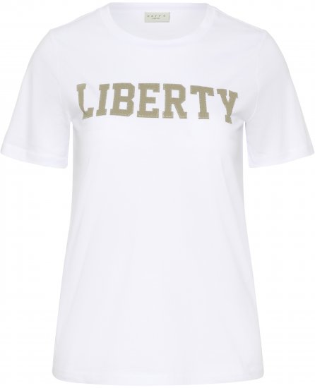 Kaffe Curve June T-skjorte Hvit - Trykket T-skjorter for dame - 