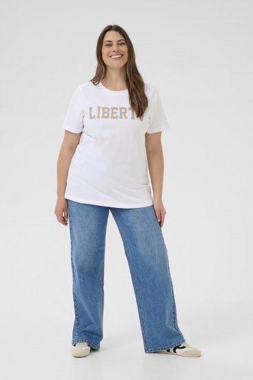 Kaffe Curve June T-skjorte Hvit - Trykket T-skjorter for dame - 