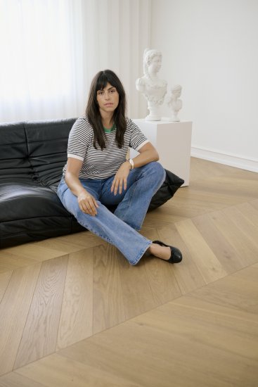 Kaffe Curve Lizzy Knit T-Shirt Chalk/Black Fine Stripe - T-skjorter - 