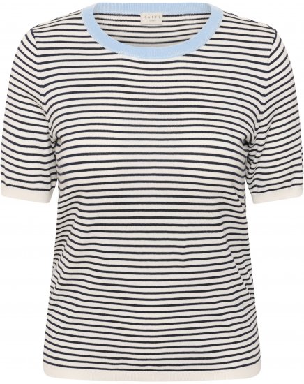Kaffe Curve Lizzy Knit T-Shirt Chalk/Midnight Fine Stripe - T-skjorter - 