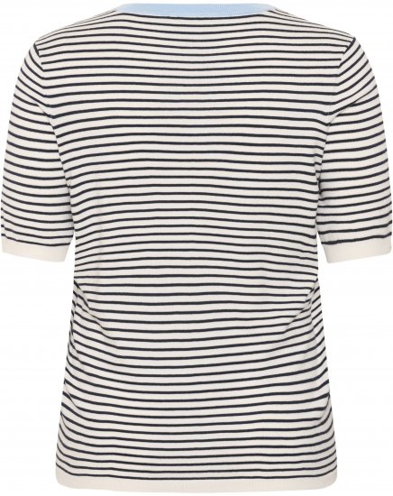 Kaffe Curve Lizzy Knit T-Shirt Chalk/Midnight Fine Stripe - T-skjorter - 