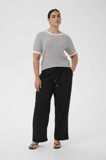 Kaffe Curve Lizzy Knit T-Shirt Chalk/Midnight Fine Stripe - T-skjorter - 