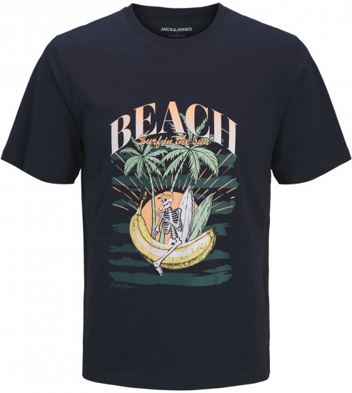 Jack & Jones King Crew Neck T-Shirt Navy - T-skjorter med trykk i store størrelser - T-skjorter med trykk i store størrelser