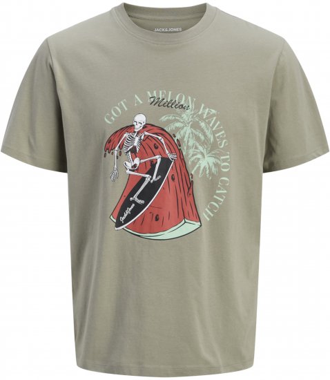 Jack & Jones King Crew Neck T-Shirt Grey - T-skjorter med trykk i store størrelser - T-skjorter med trykk i store størrelser