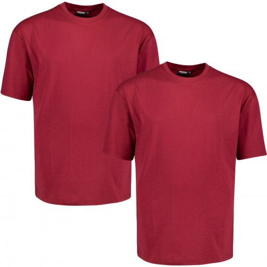 Adamo 129420 Comfort Fit Twin Pack T-Shirt Red - Ensfargede t-skjorter i store størrelser - Ensfargede t-skjorter i store størrelser