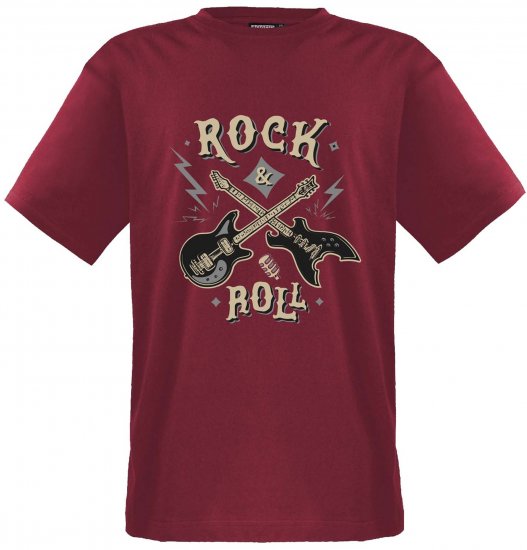 Adamo Rock and Roll Comfort Fit T-Shirt Red - T-skjorter med trykk i store størrelser - T-skjorter med trykk i store størrelser