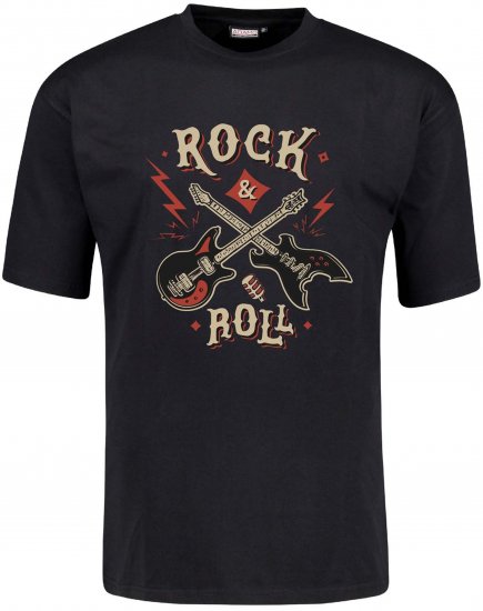 Adamo Rock and Roll Comfort Fit T-Shirt Black - T-skjorter med trykk i store størrelser - T-skjorter med trykk i store størrelser