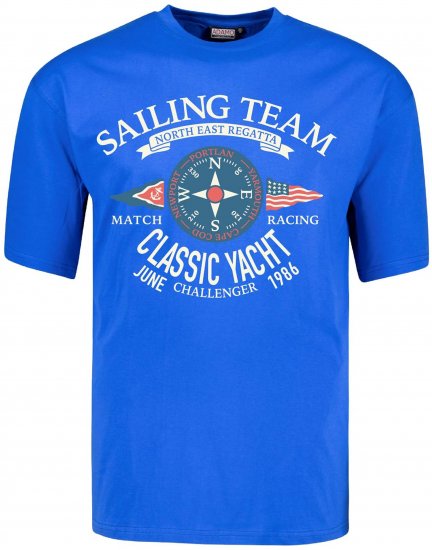 Adamo Motivshirt Sailing Comfort Fit Royal Blue - T-skjorter - Store T-skjorter - 2XL-14XL