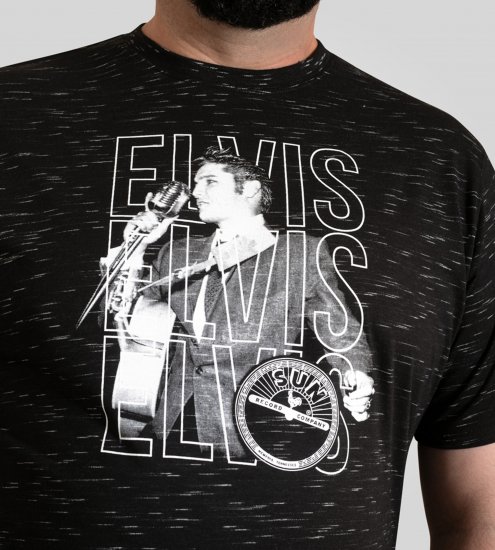 D555 Official Elvis Presley Printed T-Shirt Black - T-skjorter med trykk i store størrelser - T-skjorter med trykk i store størrelser