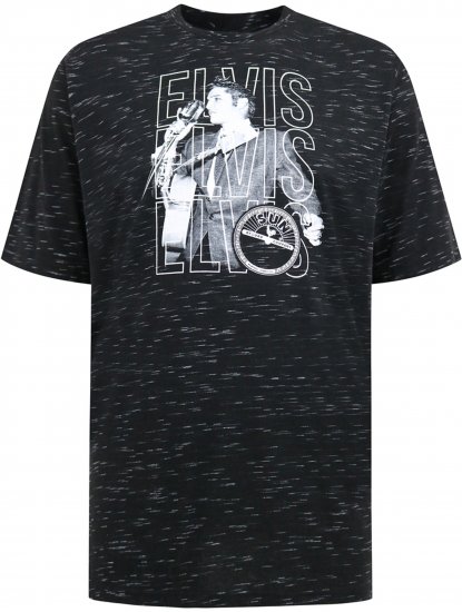 D555 Official Elvis Presley Printed T-Shirt Black - T-skjorter med trykk i store størrelser - T-skjorter med trykk i store størrelser