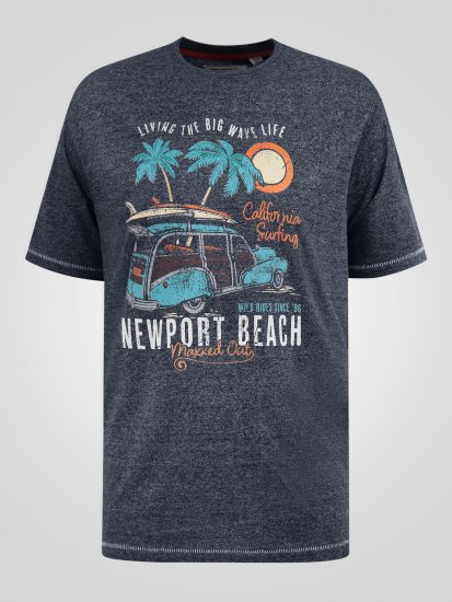 D555 Moyles Newport Beach Woody Car Printed T-Shirt Navy Twist - T-skjorter med trykk i store størrelser - T-skjorter med trykk i store størrelser