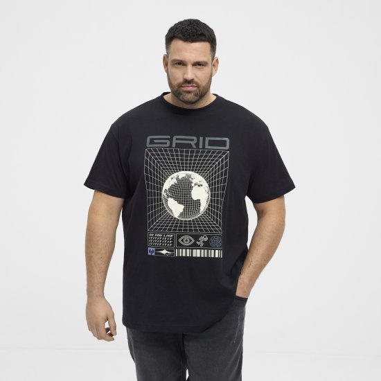 North Latitude 53333 Grid Printed T-Shirt Black - T-skjorter - Store T-skjorter - 2XL-14XL