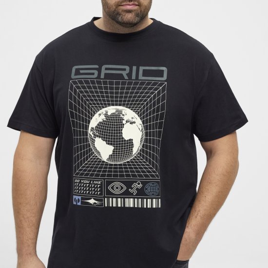 North Latitude 53333 Grid Printed T-Shirt Black - T-skjorter - Store T-skjorter - 2XL-14XL