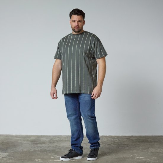 North Latitude 61319 Stripete T-Skjorte Mørkgrønn - T-skjorter - Store T-skjorter - 2XL-14XL