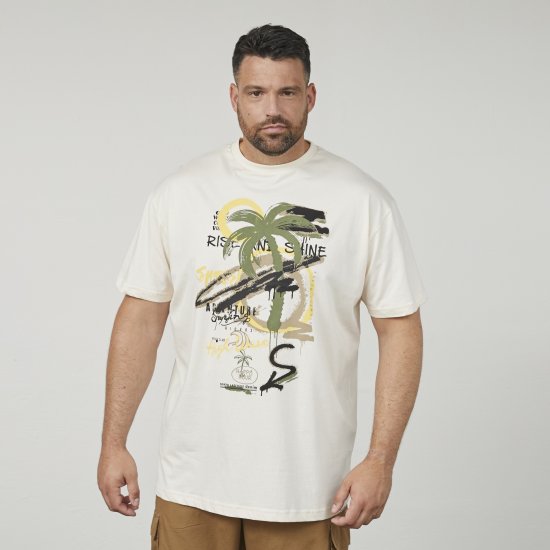 North Latitude 61360 Palm Printed T-Shirt Off White - T-skjorter med trykk i store størrelser - T-skjorter med trykk i store størrelser