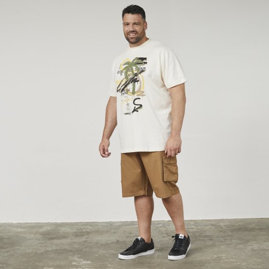 North Latitude 61360 Palm Printed T-Shirt Off White - T-skjorter med trykk i store størrelser - T-skjorter med trykk i store størrelser