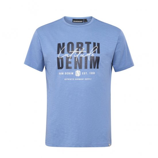 North Latitude Denim Printed Logo T-Shirt Dusty Blue - T-skjorter - Store T-skjorter - 2XL-14XL