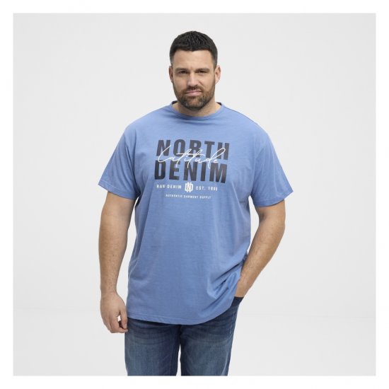 North Latitude Denim Printed Logo T-Shirt Dusty Blue - T-skjorter - Store T-skjorter - 2XL-14XL