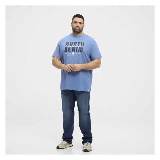 North Latitude Denim Printed Logo T-Shirt Dusty Blue - T-skjorter - Store T-skjorter - 2XL-14XL