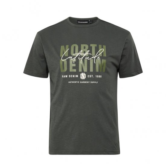 North Latitude Denim Printed Logo T-Shirt Dark Dust Green - T-skjorter - Store T-skjorter - 2XL-14XL