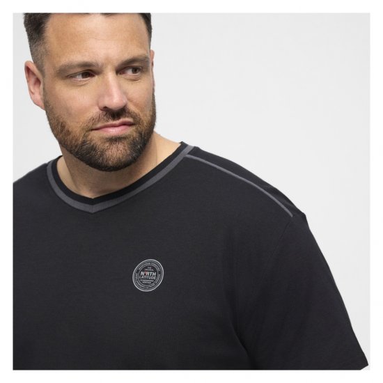 North Latitude Pyjama T-Shirt V-Neck Short Sleeve Black - Pyjamas/Loungewear - Pyjamas Herre Store Størrelser