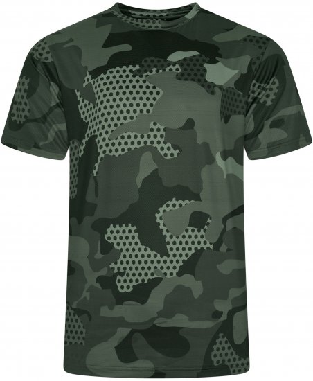 Kam Jeans AP016 Camo Technical T-Shirt Charcoal - T-skjorter med trykk i store størrelser - T-skjorter med trykk i store størrelser