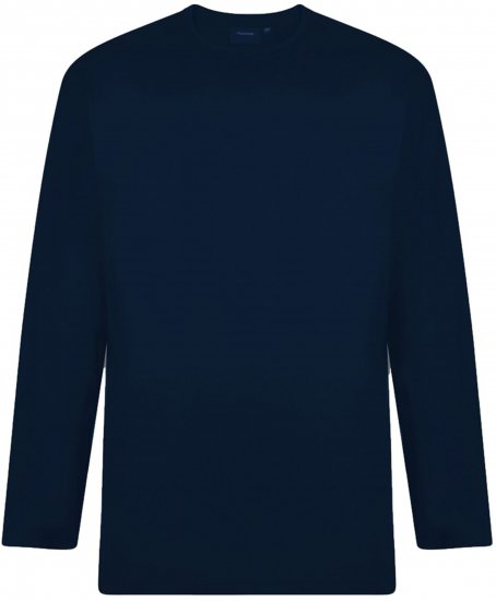 Espionage T015LS Plain Long Sleeve T-Shirt Navy - Langermede T-skjorter i store størrelser - Langermede T-skjorter i store størrelser