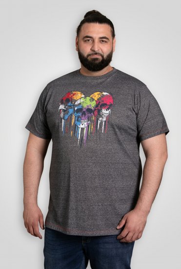 D555 Coalville T-Shirt Skulls with Colored Drips Navy Twist - T-skjorter - Store T-skjorter - 2XL-14XL