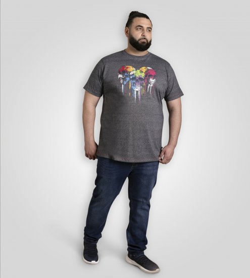D555 Coalville T-Shirt Skulls with Colored Drips Navy Twist - T-skjorter - Store T-skjorter - 2XL-14XL