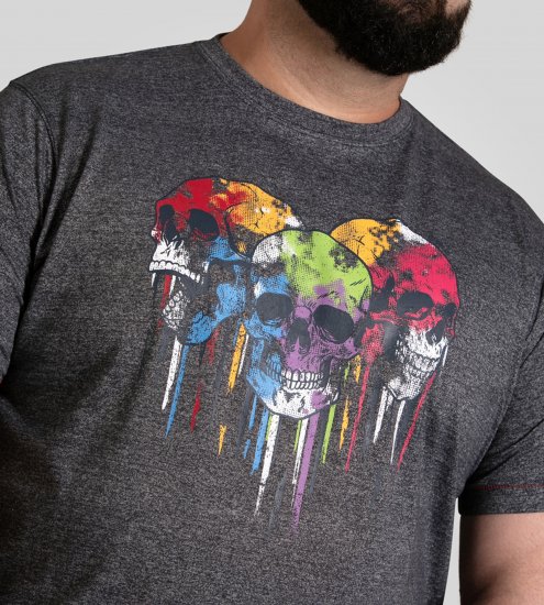 D555 Coalville T-Shirt Skulls with Colored Drips Navy Twist - T-skjorter - Store T-skjorter - 2XL-14XL