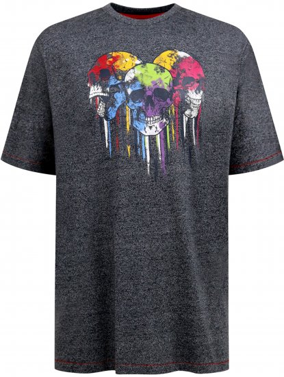 D555 Coalville T-Shirt Skulls with Colored Drips Navy Twist - T-skjorter - Store T-skjorter - 2XL-14XL
