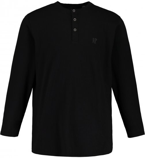 JP1880 Henley T-Shirt Long Sleeve Black TALL - HERREKLÆR MT-6XLT - Klær for høye menn